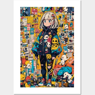 sticker girl Posters and Art